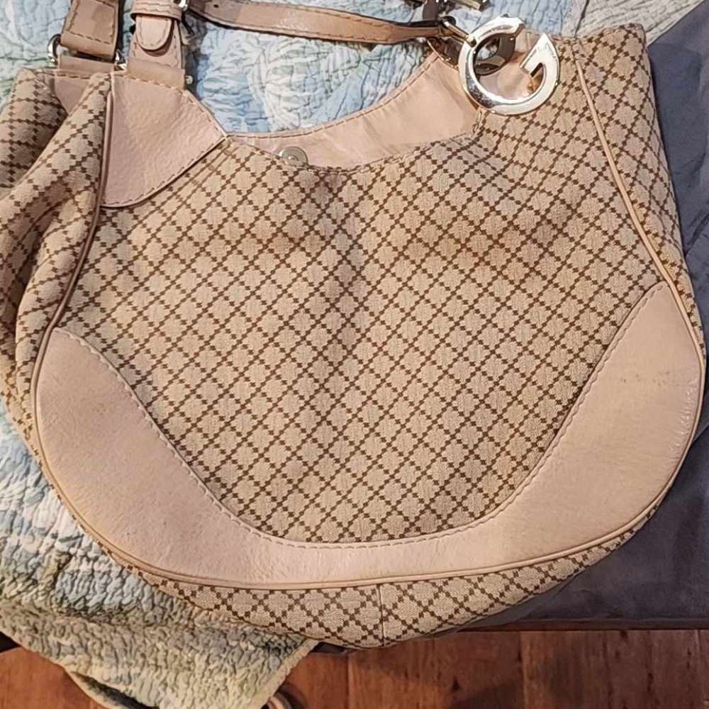 Gucci Cream Color Monogram Large Hobo